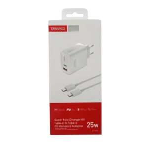شارژر دیواری 25 وات ترانیو مدل T-EU6C به همراه کابل USB-C